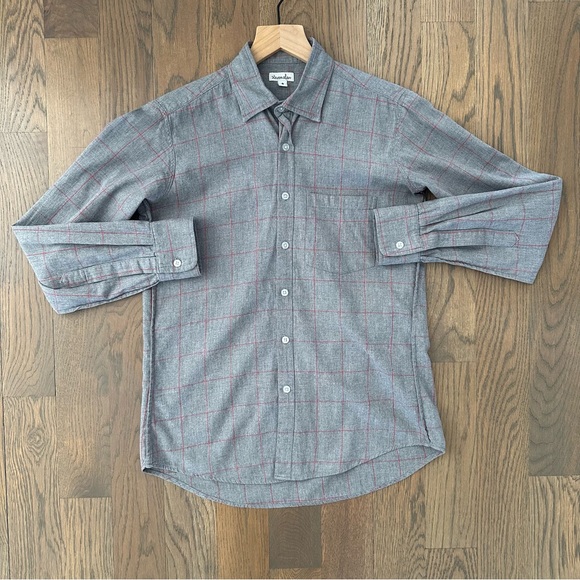 Steven Alan Other - Steven Alan Men's Plaid Brushed Cotton Button Front Shirt in Grey and Red Small